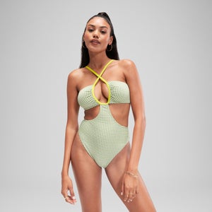 FLU3NTE Gingham Cut Out Swimsuit Green