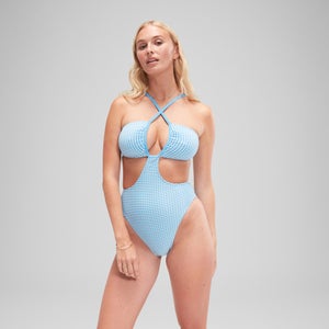 FLU3NTE Gingham Cut Out Swimsuit Tranquil Blue