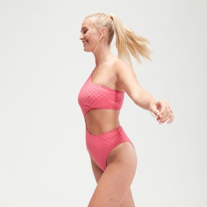Pinker FLU3NTE asymmetrischer Badeanzug mit Cut-Out
