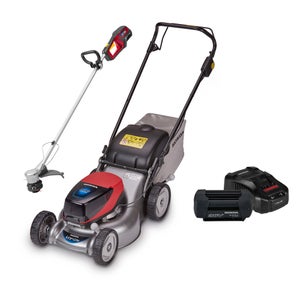 HRG 416 XB Cordless Lawnmower Inc. Cordless Lawn Trimmer + 4Ah Battery & Fast Charger