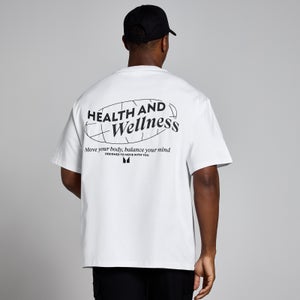 Camiseta extragrande con estampado gráfico Health & Wellness para hombre de MP - Blanco