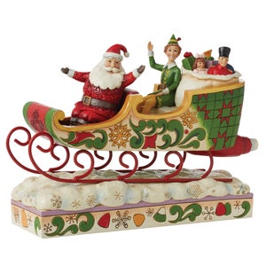 Enesco Elf by Jim Shore Spreading Christmas Cheer (Buddy with Santa in Sleigh Figurine) (20cm)