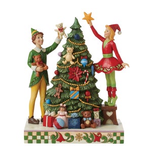 Enesco Elf by Jim Shore Treat Every Day like Christmas (Buddy with Jovie Decorating Tree Figurine) (23cm)