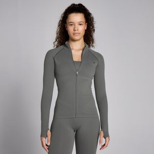 Veste gaufrée sans coutures à fermeture éclair intégrale MP Lifestyle pour femmes – Gris acier