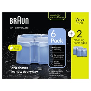 Braun 3-in-1 ShaveCare Cleaning Cartridge 6+2 Pack