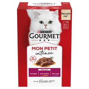 GOURMET Mon Petit Meaty Variety with Beef, Chicken & Lamb Adult Wet Cat Food 6x50g