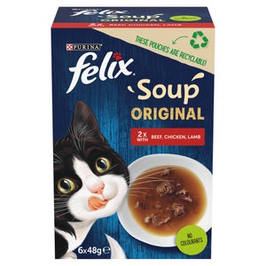 Felix Soup Farm Selection with Chicken, Beef & Lamb Adult Wet Cat Food 6x48g