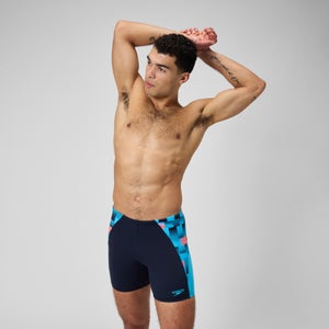 Herren END+ MAX Mid Schwimmhose mit Passe für Herren Echtes Marineblau/Picton-Blau/Sirenenrot