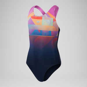 Maillot de bain Digital Placement Splashback pour fille Bleu Marine/Rose