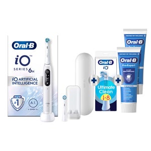 Oral-B iO 6N Elektrische Tandenborstel Wit + 8 Opzetborstels + 2 Pro-Expert Tandpasta's