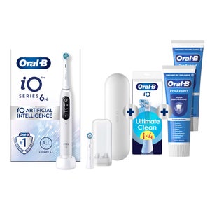 Oral-B iO 6N Elektrische Tandenborstel Wit + 4 Opzetborstels + 2 Pro-Expert Tandpasta's