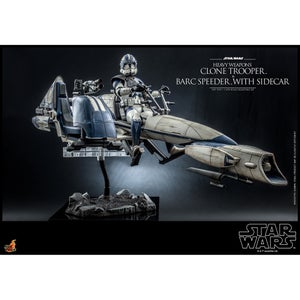 Hot Toys Star Wars: The Clone Wars Scale 1:6 Heavy Weapons Clone Trooper and BARC Speeder with Sidecar Statue (31cm)