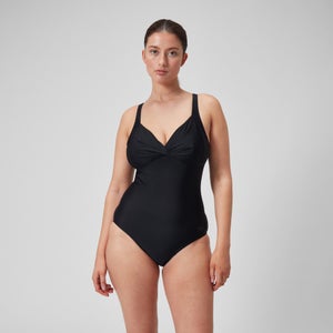 Maillot de bain 1 pièce galbant noué croisé pour Femmes Noir