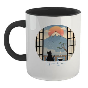 Threadless - Coffee Cat In Mt. Fuji Mug - Black