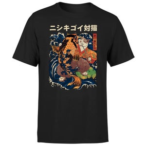 Threadless - The Cat And The Koi Men's T-Shirt - Black