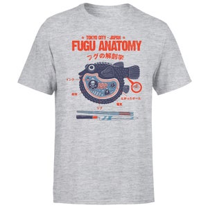 Threadless - Fugu Anatomy Unisex T-Shirt - Grey