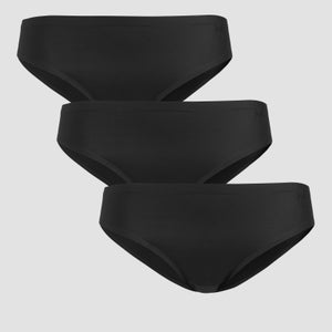 MP Women's Mid Rise No VPL Bikini Brief (3 Pack) - Black