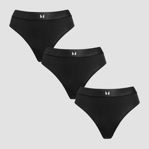 MP Women's Mid Rise Thong (3 Pack) - Black