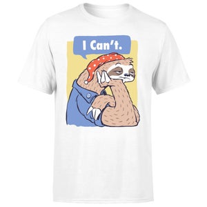 Threadless x IWOOT I Can't Funny Lazy Sloth Parody Unisex T-Shirt - White