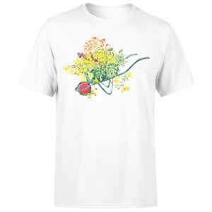 Threadless x IWOOT Flowers In A Green Handcart Watercolor Unisex T-Shirt - White