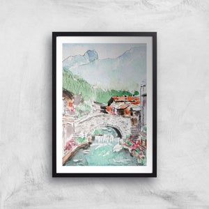 Threadless x IWOOT Italy Landscape Watercolor Giclee Art Print