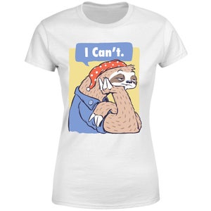 Threadless x IWOOT I Can't Funny Lazy Sloth Parody Women's T-Shirt - White