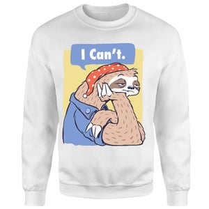 Threadless x IWOOT I Can't Funny Lazy Sloth Parody Sweatshirt - White