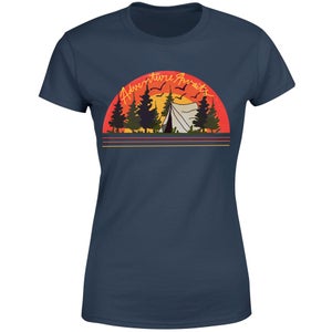 Threadless x IWOOT Retro Sunrise Camping Women's T-Shirt - Navy
