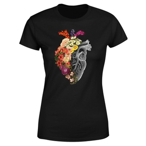 Threadless x IWOOT Flower Heart Spring Women's T-Shirt - Black