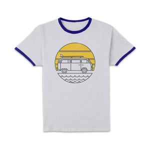 Threadless x IWOOT ROAD TRIP Women's Cropped Ringer T-Shirt - White/Navy