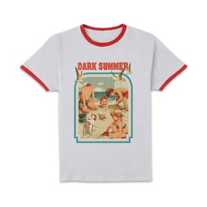 Threadless x IWOOT Dark Summer Unisex Ringer T-Shirt - White/Red