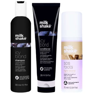 milk_shake Trio: Icy Blonde Shampoo 300ml, Icy Blonde Conditioner 250ml & SOS Roots Light Blond 75ml