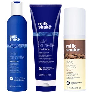 milk_shake Trio: Cold Brunette Shampoo 300ml, Cold Brunette Conditioner 250ml & SOS Roots Brown 75ml