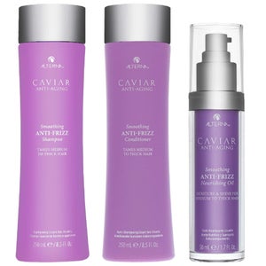 Alterna Trio: Caviar Anti-Aging Smoothing Anti-Frizz Shampoo 250ml, Conditioner 250ml & Nourishing Oil 50ml