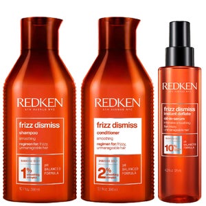 Redken Trio: Frizz Dismiss Shampoo 300ml, Conditioner 300ml & Instant Deflate 125ml