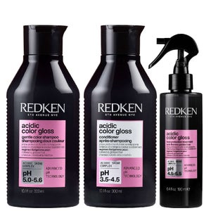 Redken Trio: Acidic Color Gloss Shampoo 300ml, Conditioner 300ml & Leave-In Treatment Spray 190ml