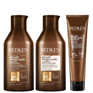 Redken Trio: All Soft Mega Curl Shampoo 300ml, Conditioner 300ml & Hydramelt 150ml