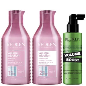 Redken Trio: Volume Injection Shampoo 300ml, Conditioner 300ml & Styling Volume Boost 250ml