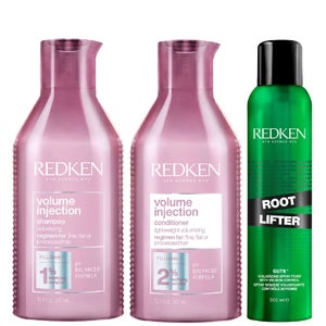 Redken Trio: Volume Injection Shampoo 300ml, Conditioner 300ml & Styling Root Lifter 300ml