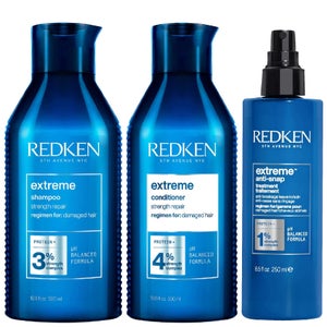 Redken Trio: Extreme Shampoo 500ml, Conditioner 500ml & Anti-Snap Treatment Spray 250ml