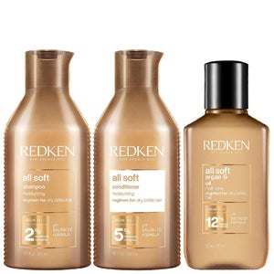 Redken Trio: All Soft Shampoo 300ml, Conditioner 300ml & Argan-6 Oil 111ml