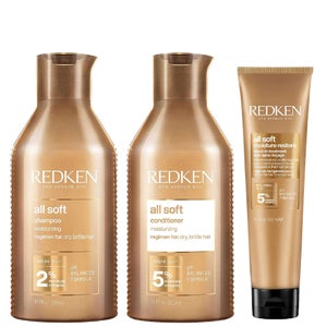 Redken Trio: All Soft Shampoo 300ml, Conditioner 300ml & Moisture Restore Leave-In Treatment 150ml