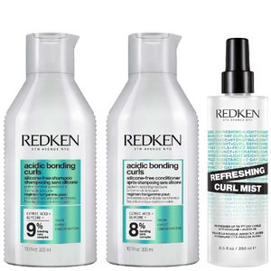 Redken Trio: Acidic Bonding Concentrate Curls Shampoo 300ml, Conditioner 300ml & Refreshing Curl Mist 250ml