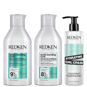 Redken Trio: Acidic Bonding Concentrate Curls Shampoo 300ml, Conditioner 300ml & Hydrating Cream 250ml