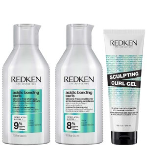 Redken Trio: Acidic Bonding Concentrate Curls Shampoo 300ml, Conditioner 300ml & Sculpting Gel 250ml