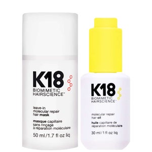 K18 Duo: Biomimetic Hairscience Leave-In Molecular Repair Hair Mask 50ml & Molecular Repair Hair Oil 30ml