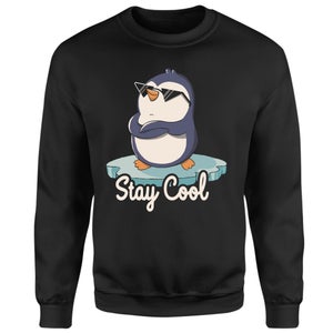 Threadless x IWOOT Stay Cool Funny Penguin By Tobe Fonseca Sweatshirt - Black