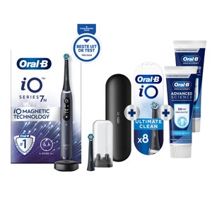 Oral-B iO 7N Elektrische Tandenborstel Zwart + 8 Opzetborstels + 2 Pro-Expert Tandpasta's