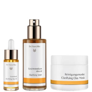 Dr. Hauschka Trio: Clarifying Day Oil 18ml, Clarifying Toner 100ml & Clarifying Clay Mask Pot 90g