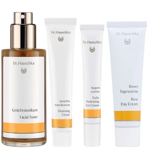 Dr. Hauschka Set: Facial Toner 100ml, Cleansing Cream 50ml, Daily Hydrating Eye Cream 12.5ml & Rose Day Cream 30ml